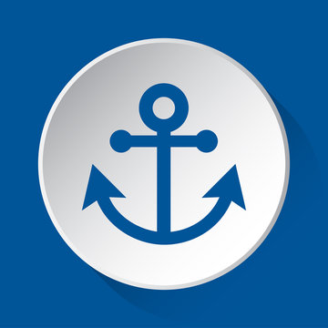 boat anchor - simple blue icon on white button