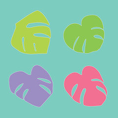 Naklejka premium palm tree leaves, Monstera tropical plant- vector illustration