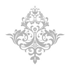Damask graphic ornament. Floral design elemen. Grey vector pattern