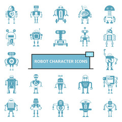 robot character icons set 