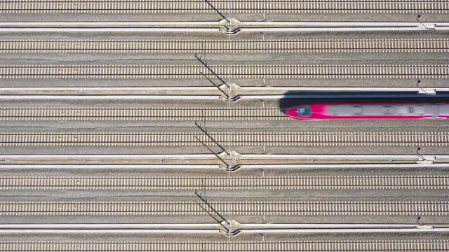 highspeed train aerial top down view