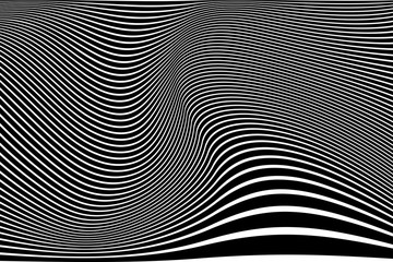 Abstract wavy lines design. Striped black and white background and texture. Vector art.