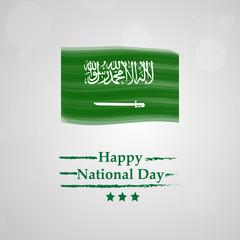 Fototapeta na wymiar illustration of Saudi Arabia flag with Happy National Day text on the occasion of Saudi Arabia National Day 