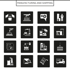 manufacturing and shipping icons
