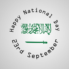 illustration of Saudi Arabia flag with Happy National Day text on the occasion of Saudi Arabia National Day 
