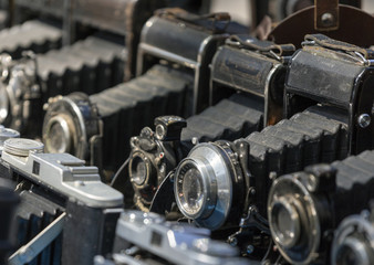 Fototapeta premium Tbilisi, Georgia, 01.09.2018: Old cameras are sold on the market in Tbilisi