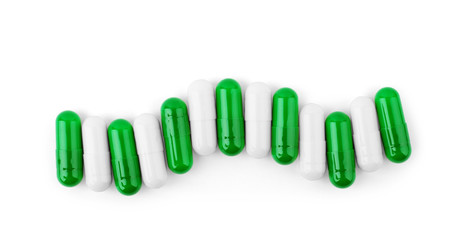 Piles of pills and capsule on white background, isolated
