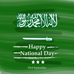 illustration of Saudi Arabia flag with Happy National Day text on the occasion of Saudi Arabia National Day