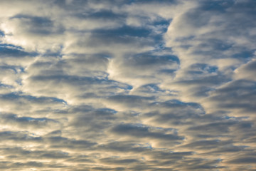 Horizontal background with sunlitted clouds