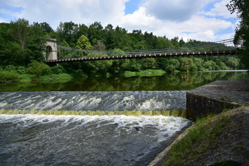 Chain bridge Stadlec and weir at Mark&acute;s