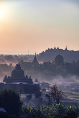 Buddha temple in the sunset dawn