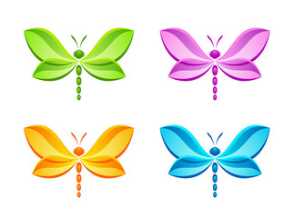 Butterfly set on a white background