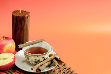 Afternoon tea snacks with aromatherapy in warm home atmosphere