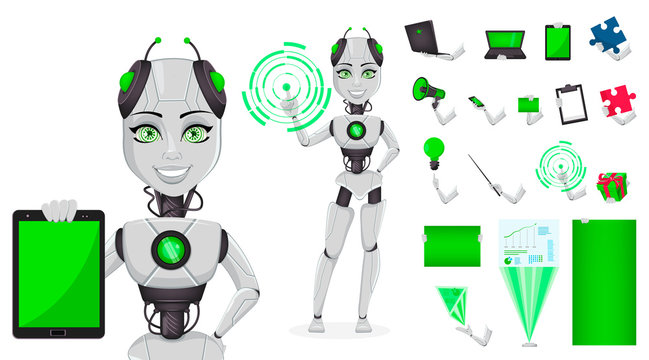 Robot with artificial intelligence, female bot