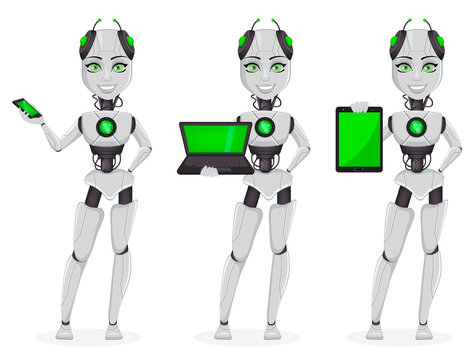 Robot with artificial intelligence, female bot
