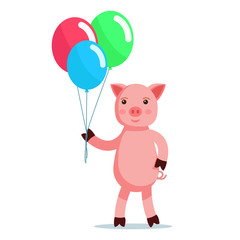 Piglet coming with balls