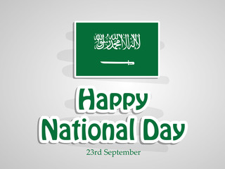 illustration of Saudi Arabia flag with Happy National Day text on the occasion of Saudi Arabia National Day