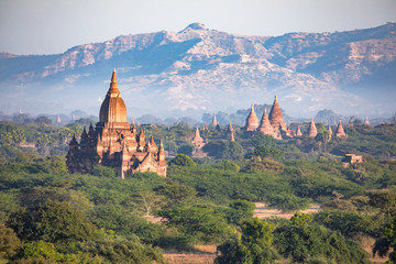 Fototapeta premium Buddha temple in the sunset dawn