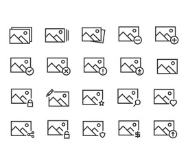 Set of Image Editing Related Vector Editable Stroke. 48x48 Pixel Perfect.Icon