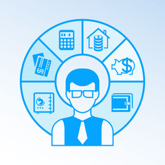 business people and finance icons for personal finance concept