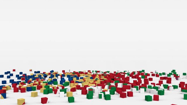 Flag of Seychelles created from 3d cubes in slow motion