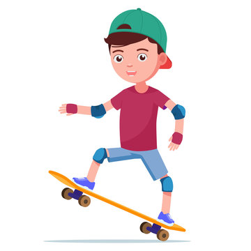 Vector boy skateboarding on a skateboard