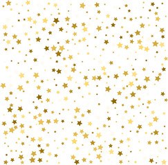Gold stars. Confetti celebration, Falling golden abstract decoration for party, birthday celebrate, anniversary or event, festive. Festival decor. Vector illustration