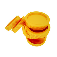 Gold coins on a white background