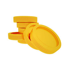 Gold coins on a white background