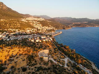 Aerial View of Ancient Antique Theatre Antiphellos in Kas Antalya