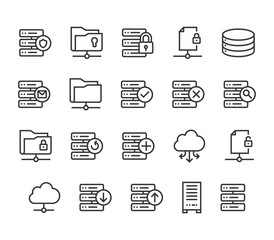 Set of Server Icons Cloud Database Editable Stroke. 48x48 Pixel Perfect.