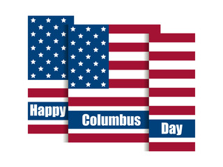 Columbus Day, discoverer of America. Holiday banner with United States national flag. Vector illustration