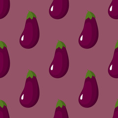 Eggplants purple seamless pattern