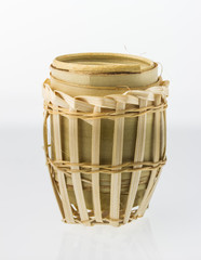 Bamboo cup on white background,