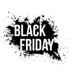 Black Friday Sale grunge banner with black paint splashes on white background. Vector illustration.