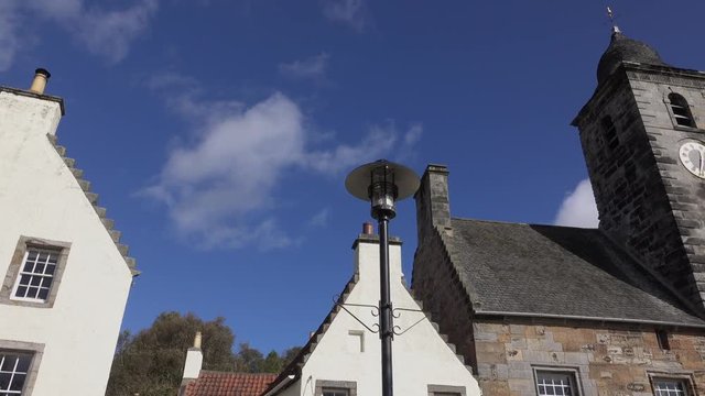 The clock tower in the historic village of Culross. A location for the hit television series Outlander.
