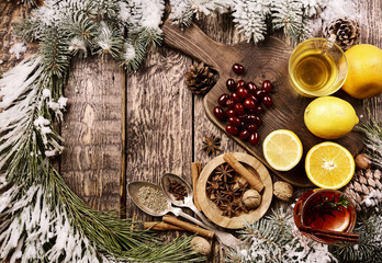 ingredients for mulled wine for Christmas and festive period