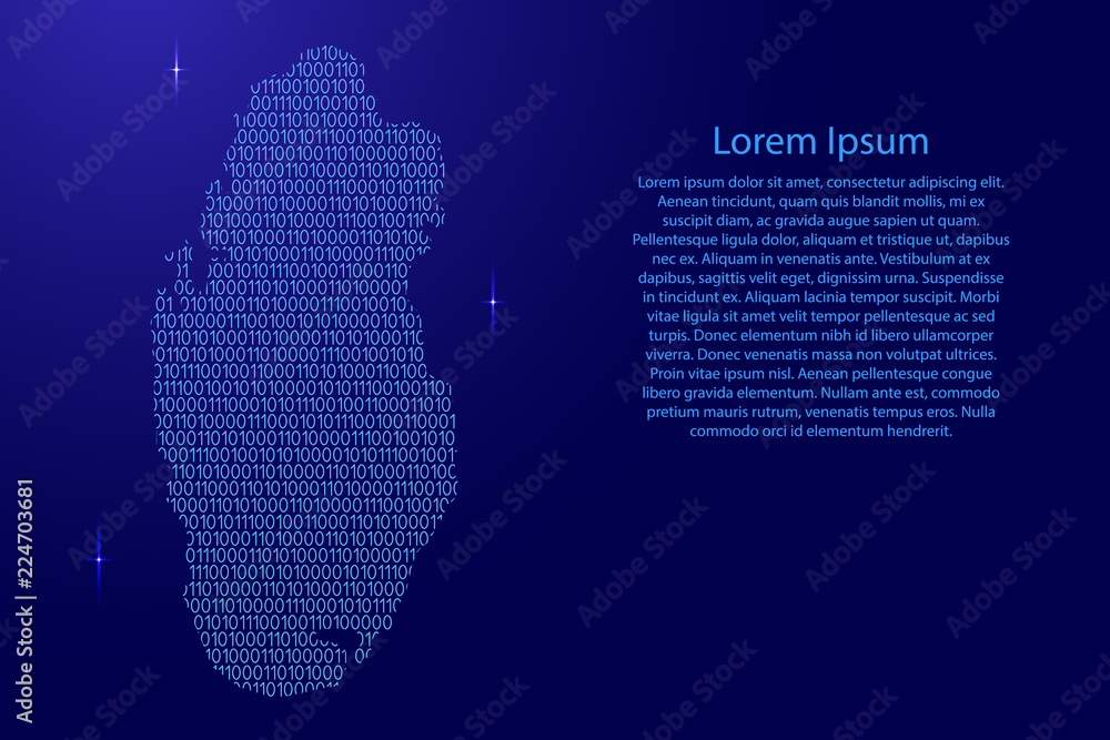 Fototapete qatar map abstract schematic from blue ones and zeros binary digital code with space stars for banne