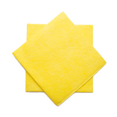 top view of yellow Kitchen towel or napkin isolated on white background