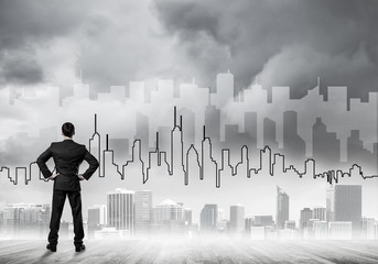 Motivation and inspiration concept with modern cityscape and bus