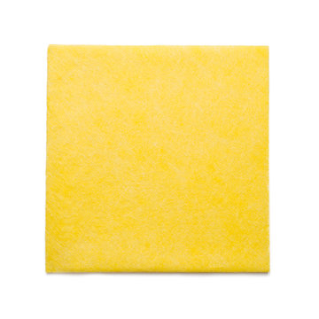 top view of yellow Kitchen towel or napkin isolated on white background
