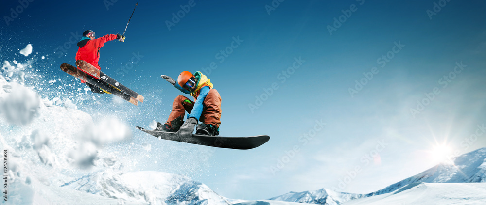 Canvas Prints skiing. snowboarding. extreme winter sports