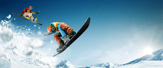 Skiing. Snowboarding. Extreme winter sports