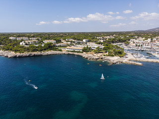 Luftaufnahme, Spanien, Balearen, Mallorca, Küste von Porto Petro Region Cala D' or , Gemeinde...