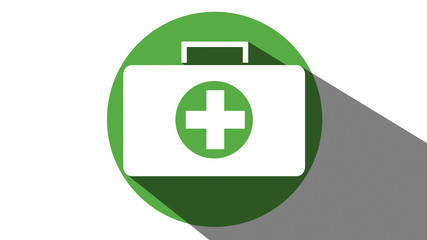 First Aid medical box icon green long shadow