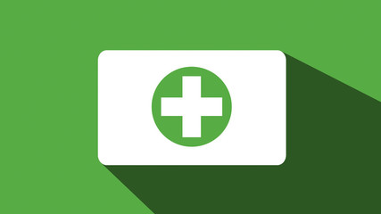 Obraz premium First Aid medical box icon green long shadow