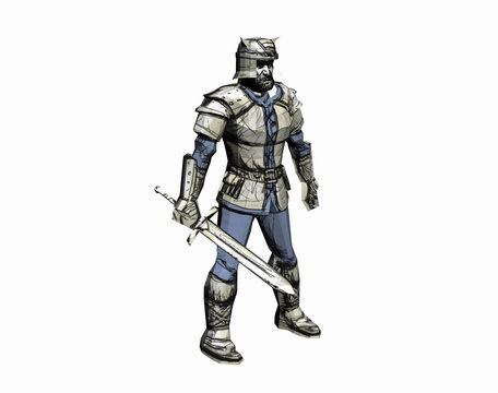 Ritter mit Rüstung und Schwert