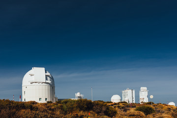 Teide Observatory astronomical telescopes in Tenerife, Canary Islands, Spain