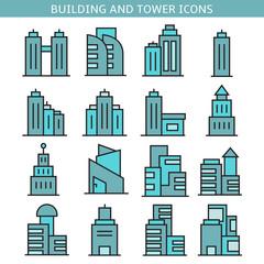 Fototapeta premium building and office tower icons