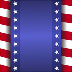 background red, blue stripes, white stars, holiday american, vector